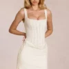 Aralyn Lace Corset Mini Dress in Ivory
