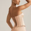 Araminta Lace-Up Corset Top in Beige Gold