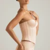 Araminta Lace-Up Corset Top in Beige Gold
