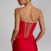 Araminta Lace-Up Corset Top in Fire Red