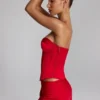 Araminta Lace-Up Corset Top in Fire Red