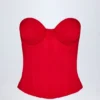 Araminta Lace-Up Corset Top in Fire Red