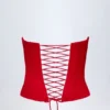 Araminta Lace-Up Corset Top in Fire Red