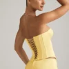 Araminta Lace-Up Corset Top in Pastel Yellow