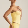 Araminta Lace-Up Corset Top in Pastel Yellow
