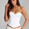 Araminta Lace-Up Corset Top in White