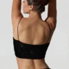 Ariana Embellished Cut-Out Crop Top in Black