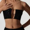 Ariana Embellished Cut-Out Crop Top in Black