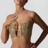 Ariana Embellished Cut-Out Crop Top in Gold