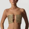 Ariana Embellished Cut-Out Crop Top in Gold