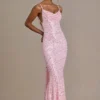 Ariette Premium Embellished Open-Back Maxi Dress in Baby Pink