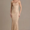 Ariette Premium Embellished Open-Back Maxi Dress in Gold