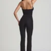 Arlena Bow-Detail Lace Flared Jumpsuit in Black