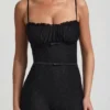 Arlena Bow-Detail Lace Flared Jumpsuit in Black