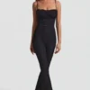 Arlena Bow-Detail Lace Flared Jumpsuit in Black