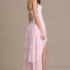 Arlette Premium Embellished Cowl-Neck Corset Gown in Baby Pink