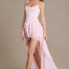 Arlette Premium Embellished Cowl-Neck Corset Gown in Baby Pink