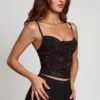 Armelia Embellished Peekaboo Cowl-Neck Top in Black