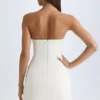 Arta Strapless Structured Tulip Mini Dress in Vanilla