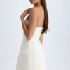 Arta Strapless Structured Tulip Mini Dress in Vanilla