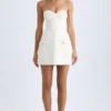 Arta Strapless Structured Tulip Mini Dress in Vanilla