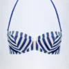 Ascona Underwired Halterneck Balconette Bikini Top in Marine Blue Stripe