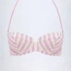 Ascona Underwired Halterneck Balconette Bikini Top in Mauve Stripe