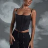 Asra Lace Up Mini Skirt in Black
