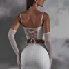 Asra Lace Up Mini Skirt in White