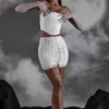 Asra Lace Up Mini Skirt in White