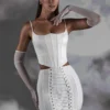 Asra Lace Up Mini Skirt in White