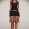 Asta Embellished Mid-Rise A-Line Mini Skirt in Black