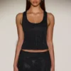 Asta Embellished Mid-Rise A-Line Mini Skirt in Black