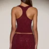 Asta Embellished Mid-Rise A-Line Mini Skirt in Burgundy