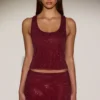 Asta Embellished Mid-Rise A-Line Mini Skirt in Burgundy