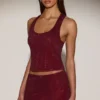 Asta Embellished Mid-Rise A-Line Mini Skirt in Burgundy