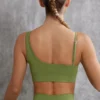 Asymmetric Sports Bra in Olive