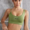 Asymmetric Sports Bra in Olive
