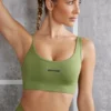 Asymmetric Sports Bra in Olive