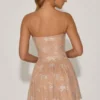 Atiyah Embellished Strappy Skater Mini Dress in Almond
