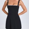 Aubrielle Lace-Trim Mini Dress in Black