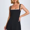 Aubrielle Lace-Trim Mini Dress in Black