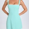 Aubrielle Lace-Trim Mini Dress in Sea Green