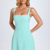 Aubrielle Lace-Trim Mini Dress in Sea Green
