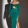 Audra Cut Out Maxi Dress in Emerald Green