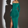 Audra Cut Out Maxi Dress in Emerald Green