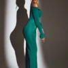 Audra Cut Out Maxi Dress in Emerald Green