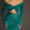 Audra Cut Out Maxi Dress in Emerald Green