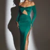Audra Cut Out Maxi Dress in Emerald Green