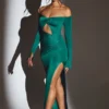 Audra Cut Out Maxi Dress in Emerald Green